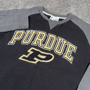 Champion Sweatshirt Men's Medium Black Gray Purdue Boilermakers Crewneck Y2K